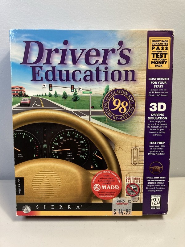 Sierra Driver’s Education ’98 CD-ROM Windows 95 English *Complete* Big Box PC