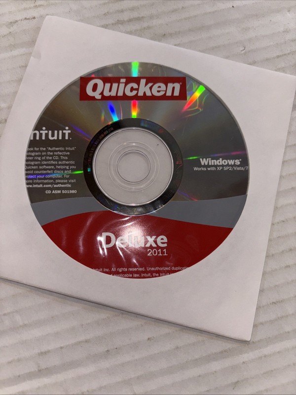 Intuit Quicken Deluxe 2011 for Windows XP SP2/Vista/7 NOT FOR Win 10/11