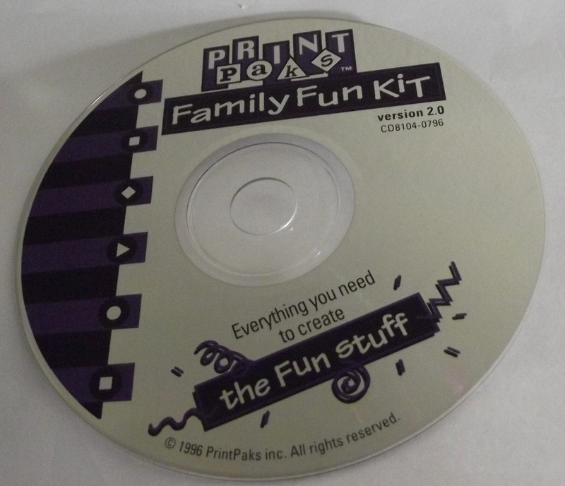 Print Paks Family Fun Kit PC Software CD Version 2.0 CD8104-0796 1996