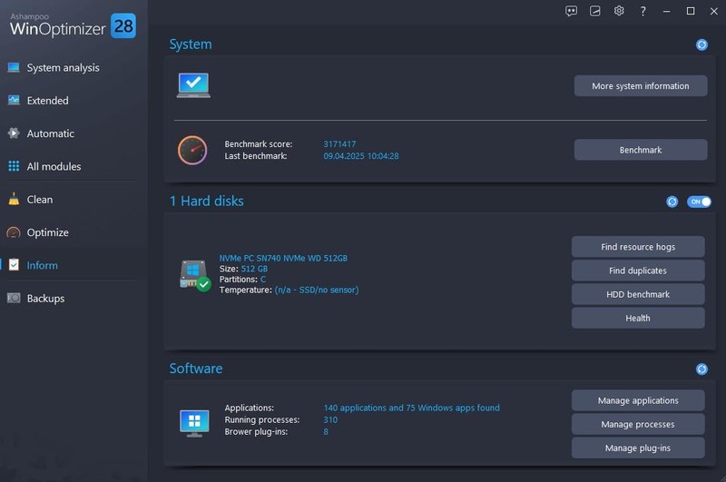 Win­Optimizer 28 - More control, , and power for your PC gallery