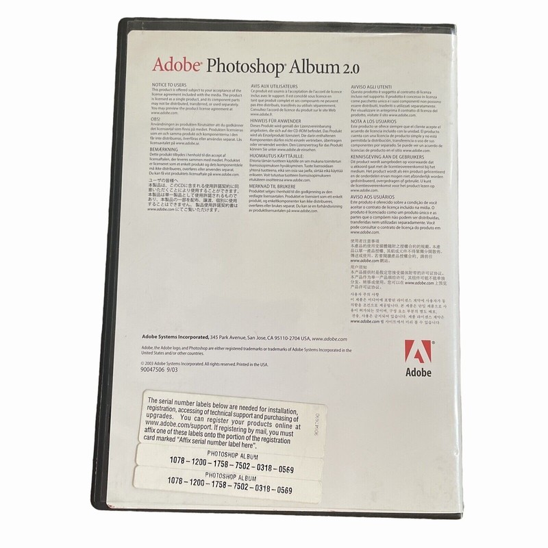 Adobe Photoshop Album 2.0 Open Box Organize Edit Share Your Photos Complete gallery