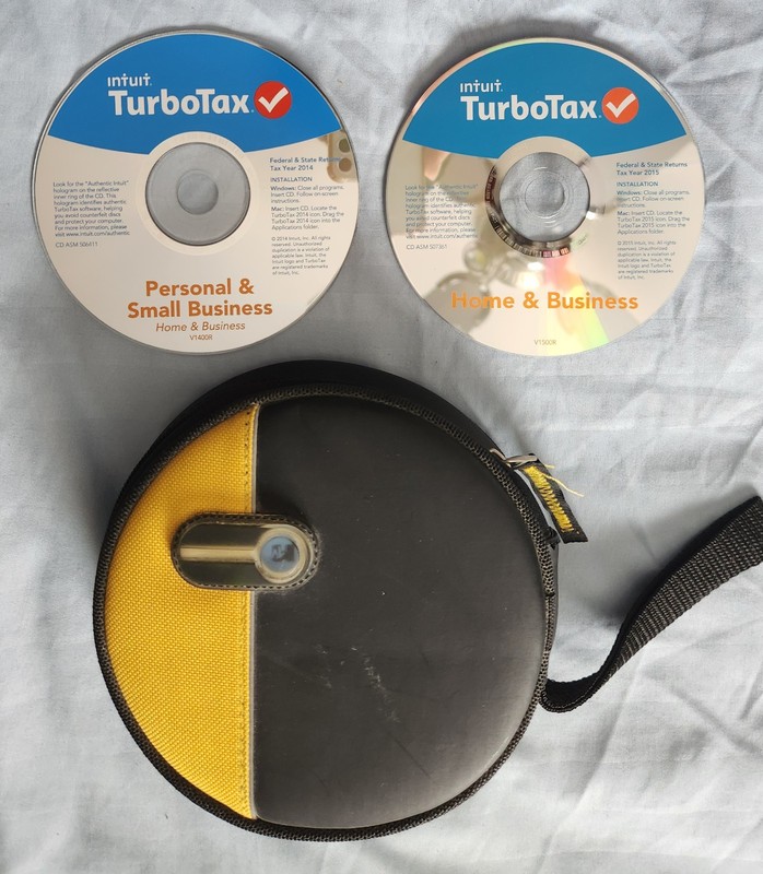 Intuit TurboTax Home & Business Tax Year 2014 + 2015 CD 24x CD/DvD storage case