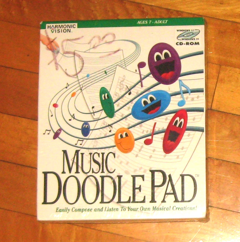 Rare Vtg BRAND NEW IN SHRINKWRAP 1996 Cd-Rom MUSIC DOODLE PAD Harmonic Vision