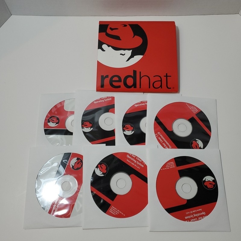 Red Hat Linux Full 7 CD Set w/ Original Box (2001) Complete gallery