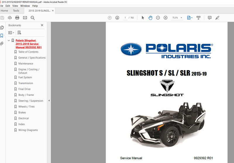 POLARIS SLINGSHOT SL SLR SERVICE REPAIR MANUAL 2019 CD gallery