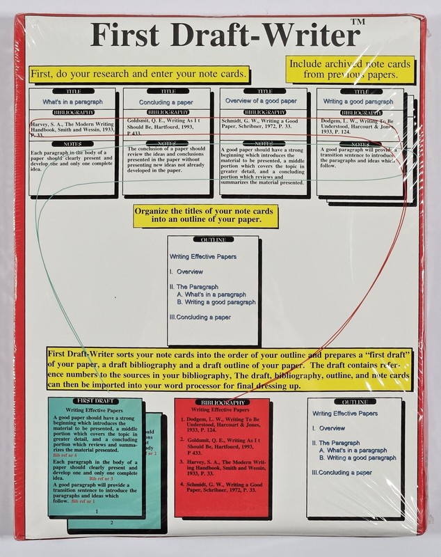 First Draft Writer Software – First Draft Enterprises 1994 – Windows 3.1 NT 95
