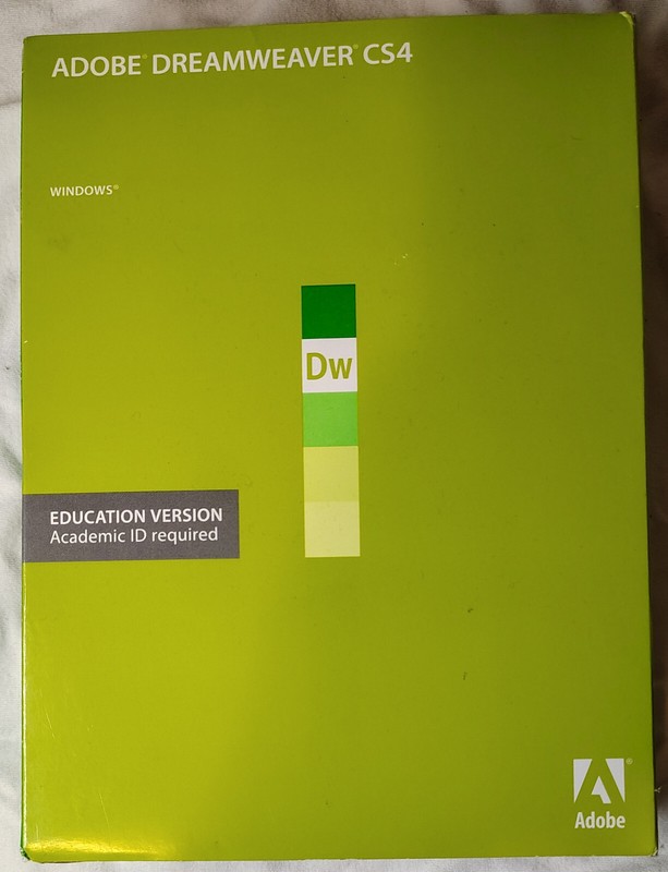 Adobe Dreamweaver CS4 Education Version for Windows and Mac OS DVDs w/Serial No.