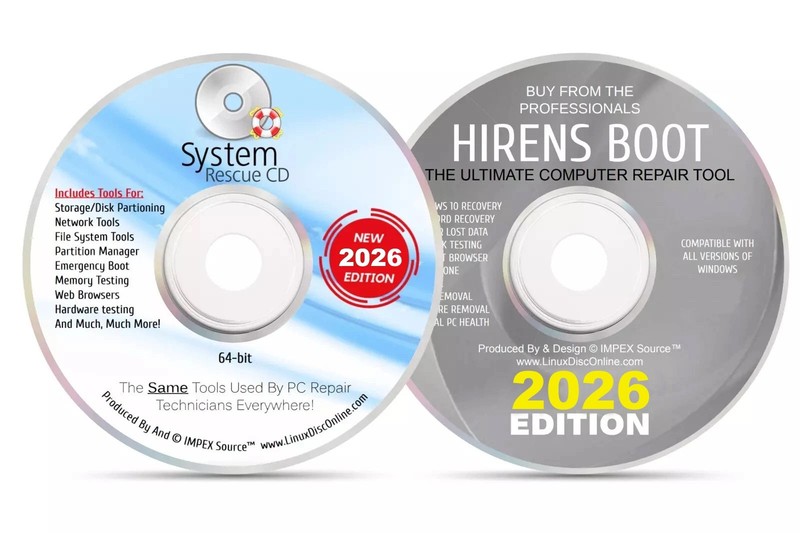 System Rescue CD PC Computer Diagnostic And Hiren’s Boot CD Repair Data Recovery