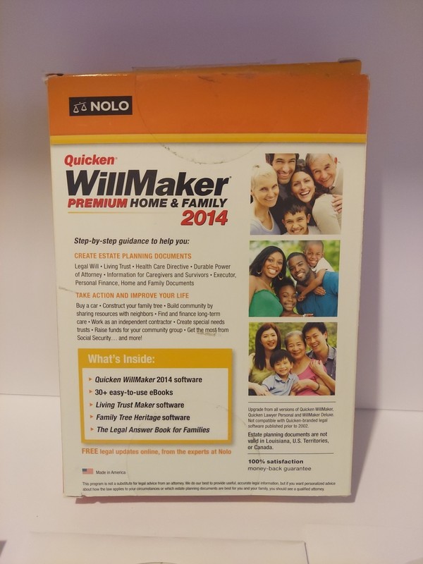 WillMaker Plus 2014 Quicken Will Writing And Family Tree Software NEW Open Box gallery