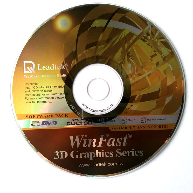 Leadtek WinFast 3D Graphics Driver CD v4.7 Software Pack GPU DVD Dis
