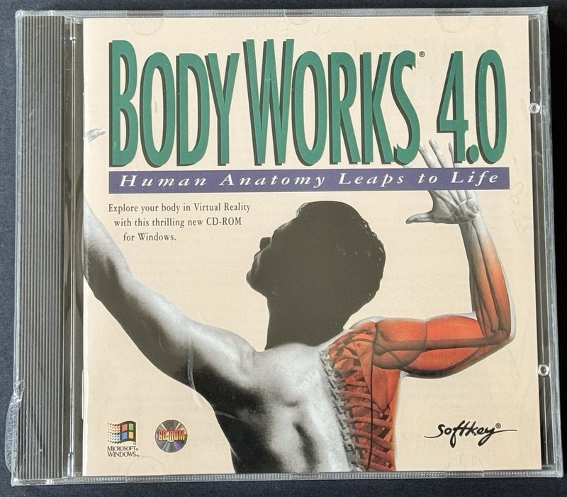 Vintage BodyWorks 4.0 CD-ROM for Windows 1995 SoftKey Human Anatomy – NEW