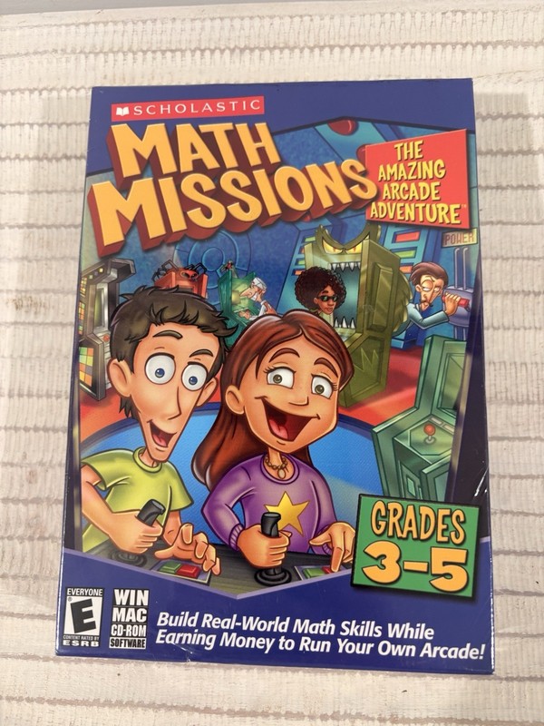 Math Missions Amazing Arcade Adventure CD-ROM Scholastic Grades 3-5 PC Mac NEW