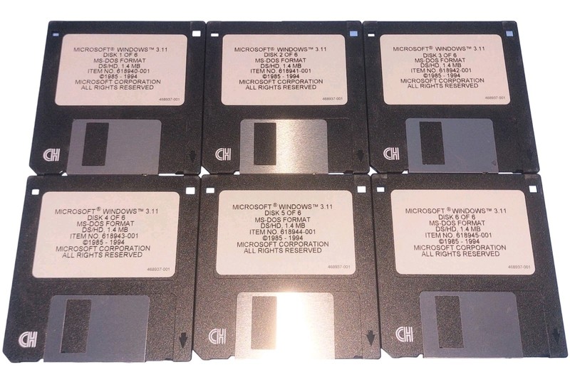 Microsoft Windows 3.11 Operating System Software 3.5″ Floppy Disk 1993 Lot Of 6
