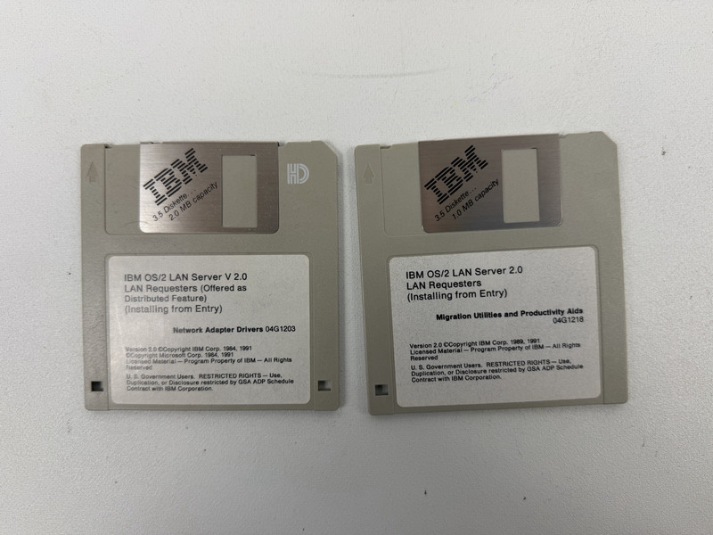 Vtg Rare IBM OS/2 Lan Server Version 2.0 Entry 3.5" Floppy Disks & References gallery
