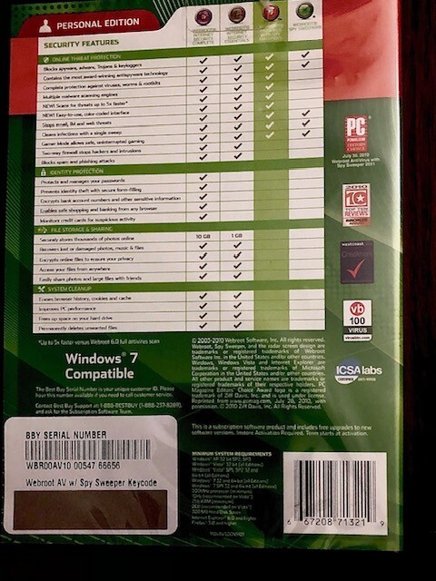 TWO!! NEW 2011 Webroot Antivirus with Spy Sweeper (PC, Personal Edition) Sealed gallery