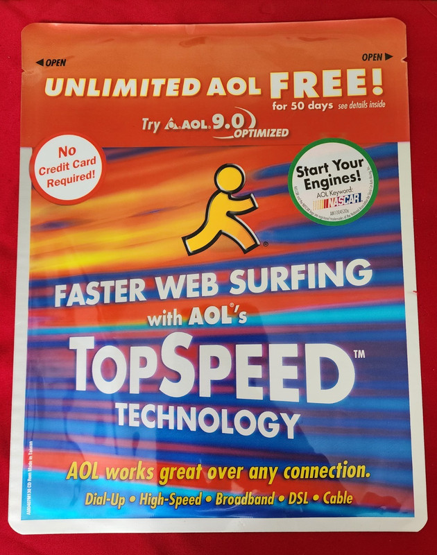 Vintage AOL 9.0 NASCAR Promo CD Mailer TopSpeed Technology Internet