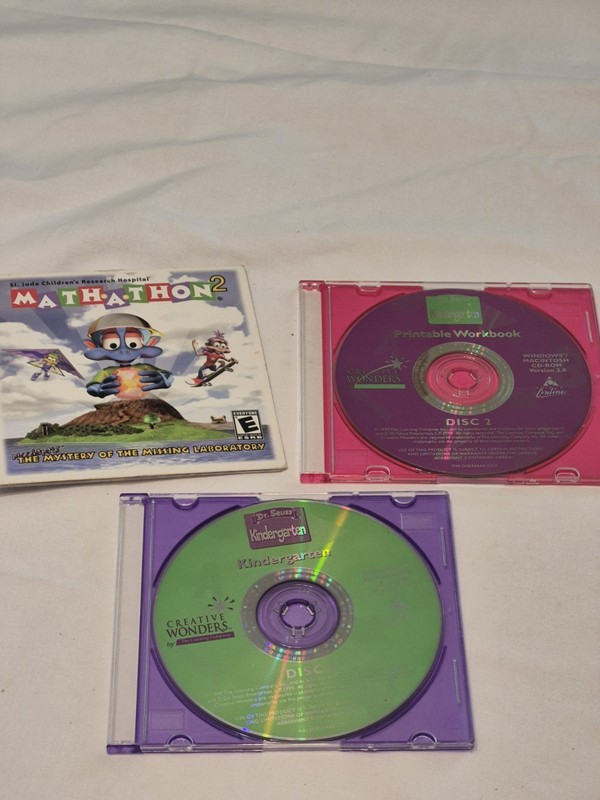 Creative Wonders Dr. Seuss Kindergarten 2 disc set & Mathathon 2 Early Learning