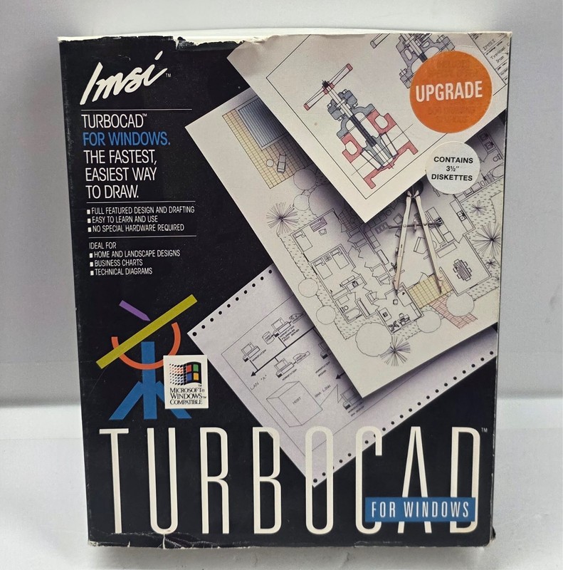 VINTAGE 1992 IMSI TurboCAD For Windows, 3.5″ Discs – Design Drafting Software
