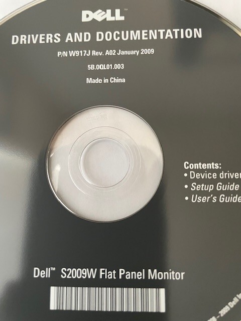 Dell drivers and documentation for S2009W flat panel monitor gallery