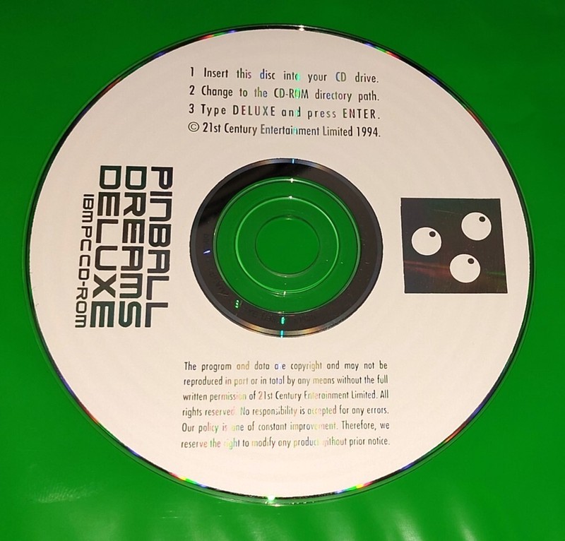 Pinball Dreams Deluxe IBM 1994 CD-ROM PC DISK ONLY No Art, Case or Tracking