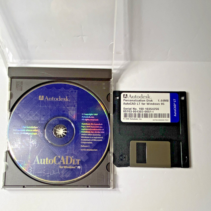 Autodesk AutoCAD LT Release 3 Windows 95 CD & 3.5″ Floppy 3D Modeling Software