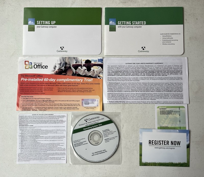 NOS Gateway Windows XP Media Center 2005 Kit – CIB With COA Proof Of License Vtg