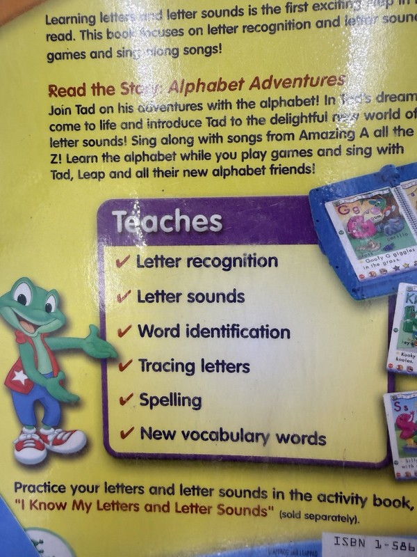 Leap pad Phonics Book 1: Alphabet Adventures lesson #1 letters and lettersounds gallery