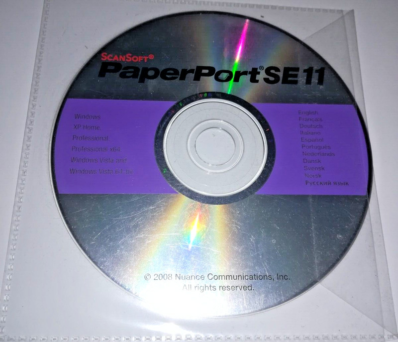 ScanSoft Paperport SE11 Software DIsk PER WINDOWS XP HOME PROFESSIONALX64-VISTA
