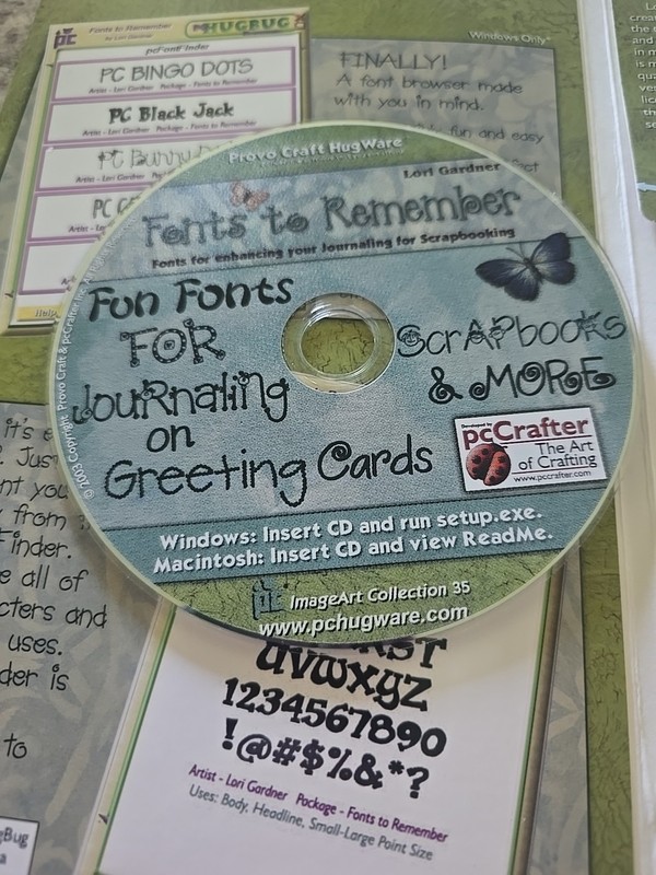 HUGWARE FONTS TO REMEMBER 25 Fonts Parry Gardner SCRAPBOOK CARDS CRAFTS CD 35 gallery