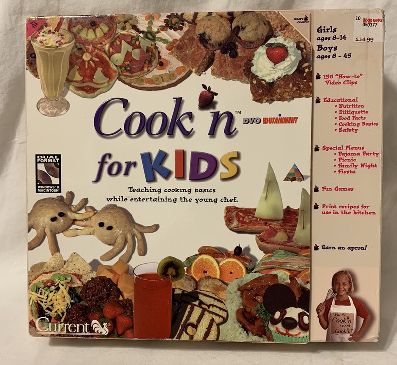 Cook'n for Kids - Dual Format PC/MAC DVO Ent SEALED IN RARE BIG BOX Win 95/98