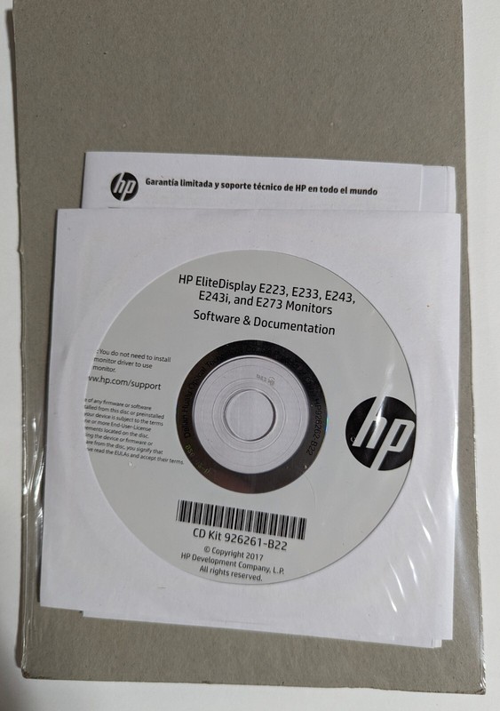 HP EliteDisplay CD kit 2017 E223 E233 E243 E243i E273 monitor driver software