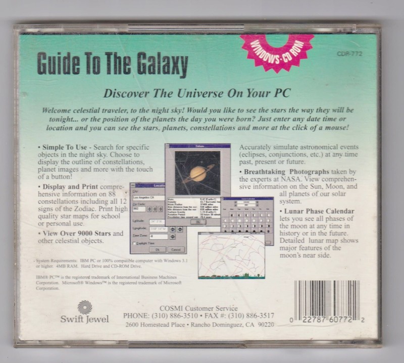 COSMI Guide To The Galaxy Windows PC CDROM Swift Jewel Untested As Is gallery