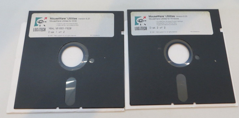 5.25″ Floppy Disk LOGITECH MouseWare Utilities Version 6.20 for DOS 600399-04