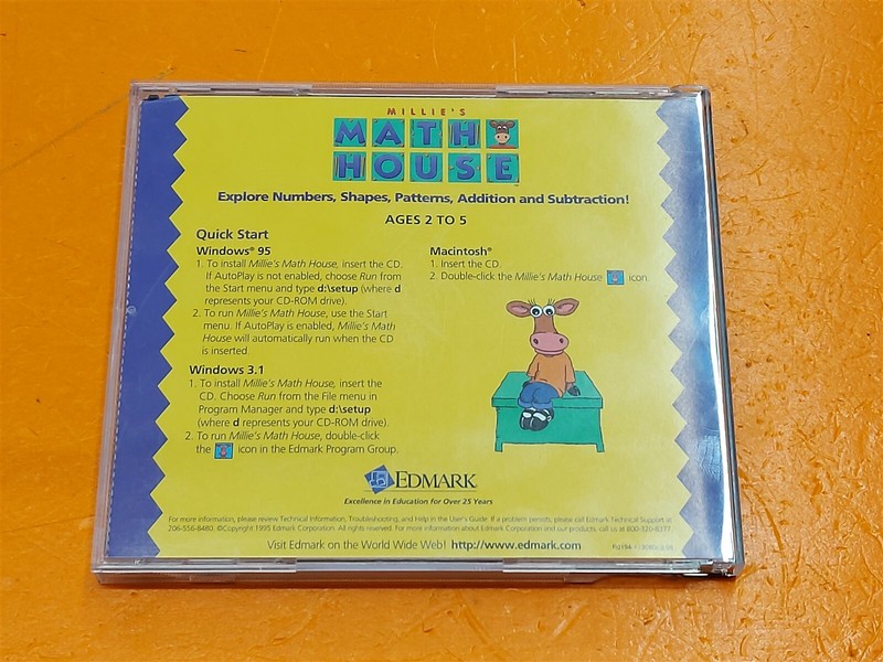 ⭐️⭐️⭐️⭐️⭐️ *RARE* Edmark PC CD-ROM Millie's Math House Ages 2-5 Win 95/Mac gallery
