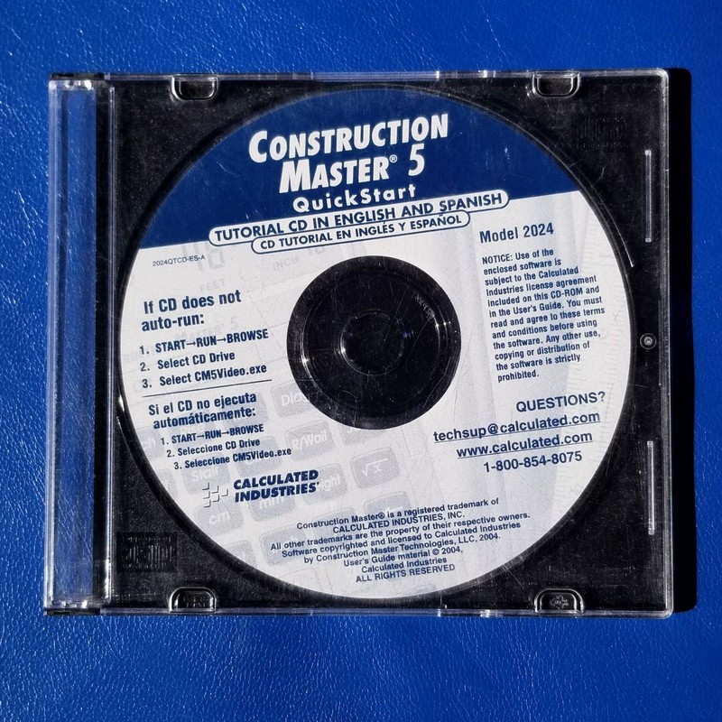 Construction Master 5 QuickStart Tutorial CD English Spanish Model 2024