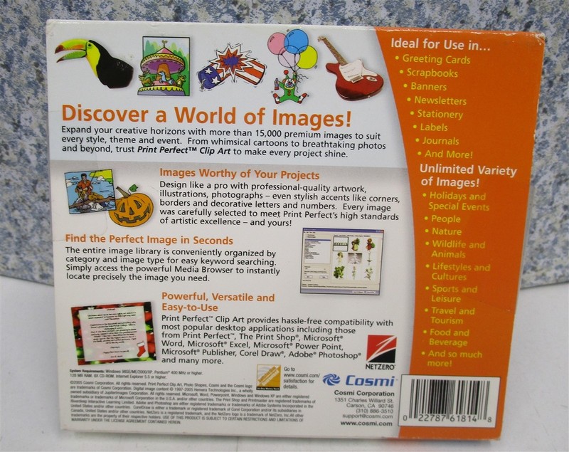 Software PC Print Perfect Clip Art Windows 98SE/ME/2000/XP NEW SEALED gallery