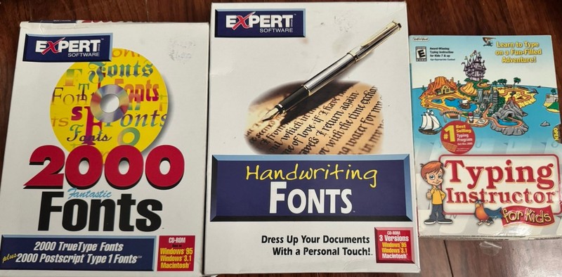 Vintage Font Software Lot 2000 Fonts + Handwriting Fonts Big Box PC