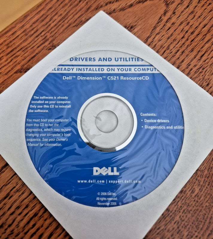 Dell Dimension C521 Resource CD 0UT206 (NEW!)