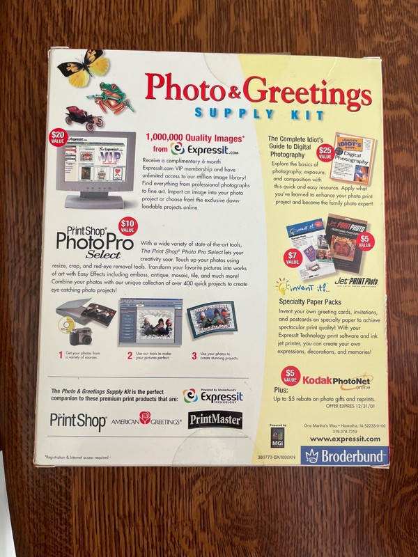 Vintage Software Broderbund Photo & Greetings Supply Kit Windows CD-ROM Sealed gallery