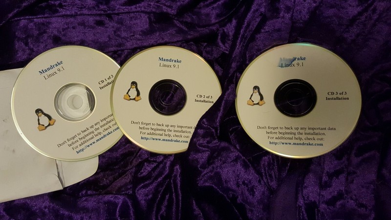 MANDRAKE LINUX 9.1 set lot o 3 INSTALLATION DISCS PC CD-ROM ROMS ROM’s operation