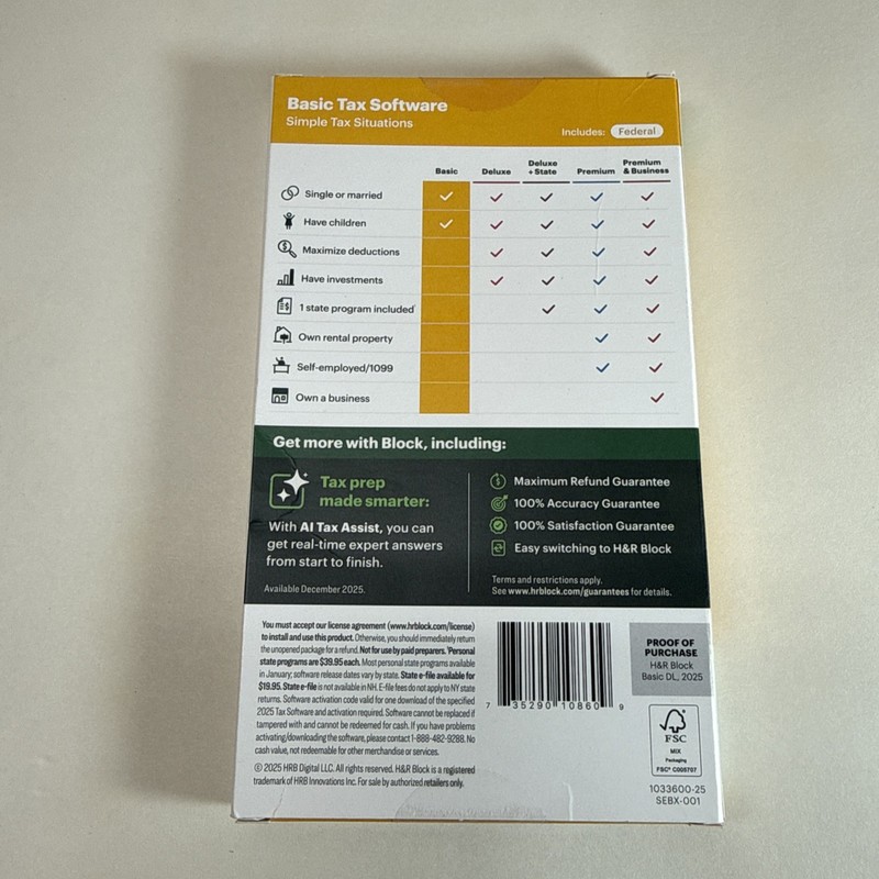 H&R Block Tax Software Basic 2025 PC/Mac [Key Card] NEW gallery