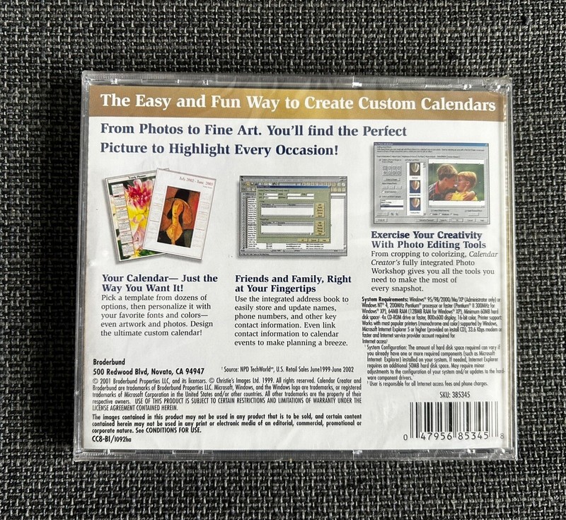 NEW SEALED - Calendar Creator 8 - Win 95/98/Me/XP gallery