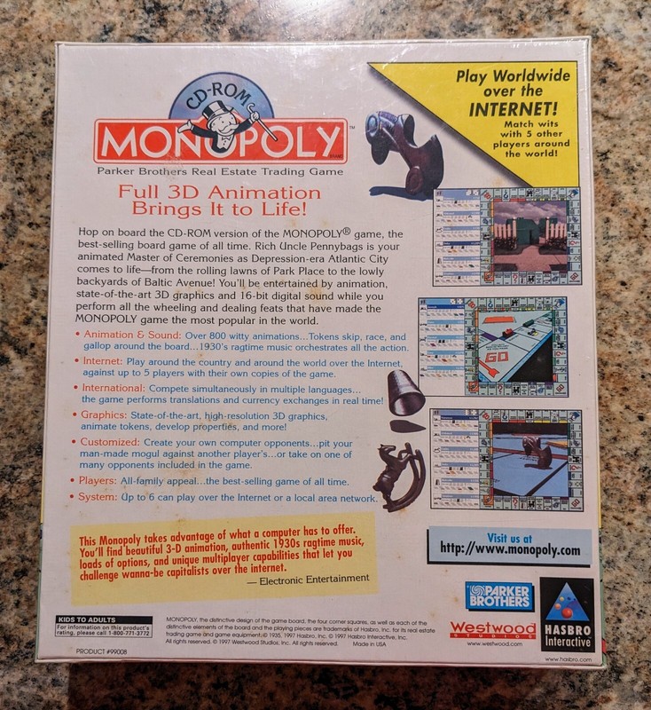 NEW SEALED 1997 Hasbro Interactive Monopoly MACINTOSH Computer Game CD-ROM 99008 gallery