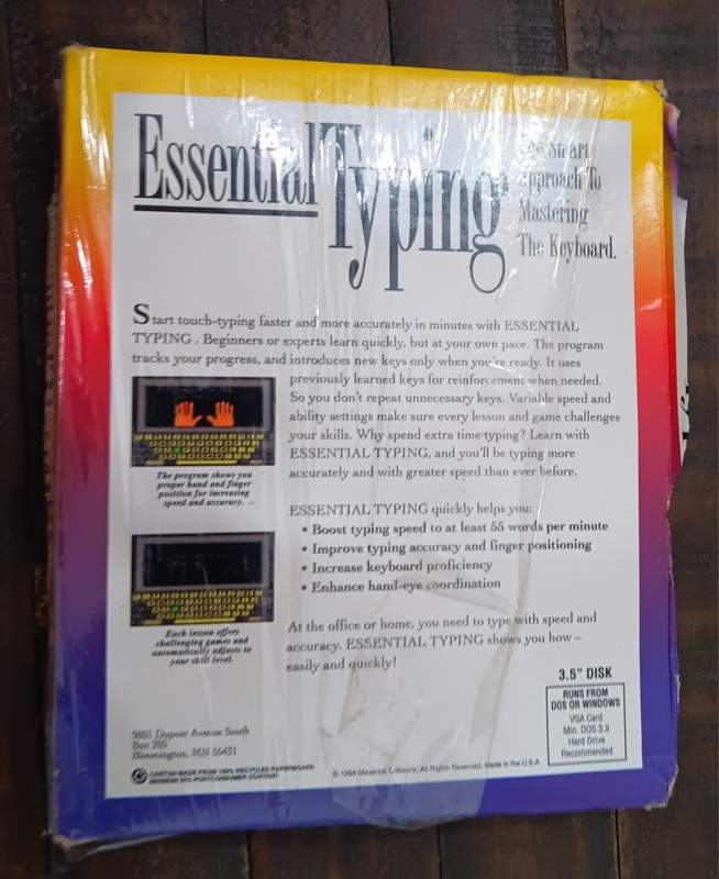 Pc Software Essential Typing DOS Windows 3.5 Inch Disk Damaged Box gallery