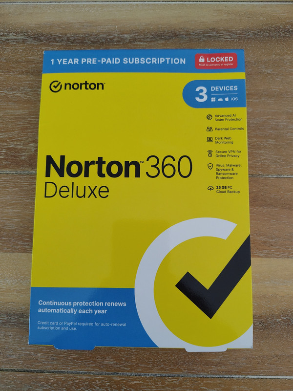 Norton 360 Deluxe for 3 Devices 1 Year Subscription 2025 Internet Security New !