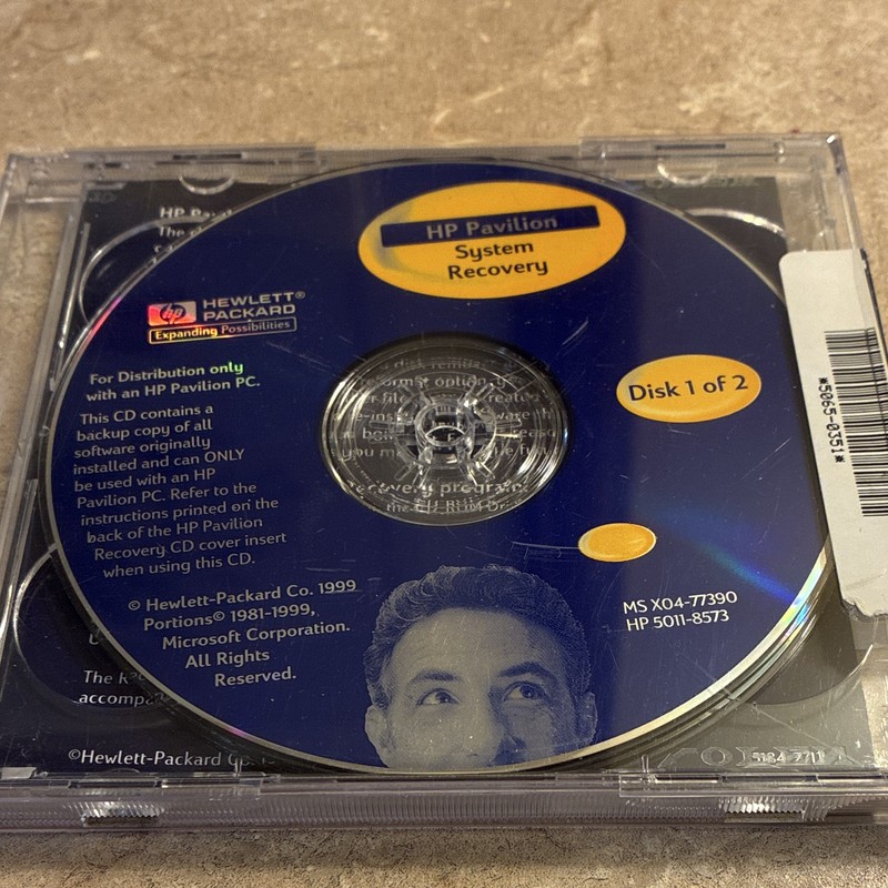 HP Pavilion System Recovery CD-ROM Disk 1 of 2 for Windows MS X04-77390