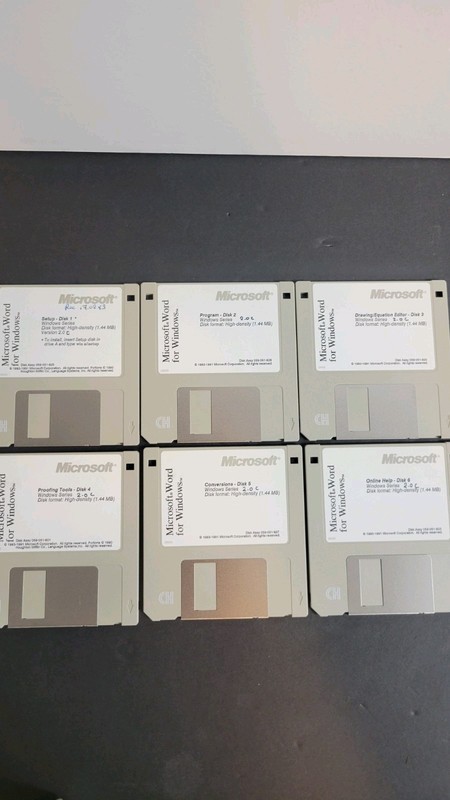 Vintage Microsoft Word for Windows 2.0c (1991) – Complete 6 Floppy Disk Set –…