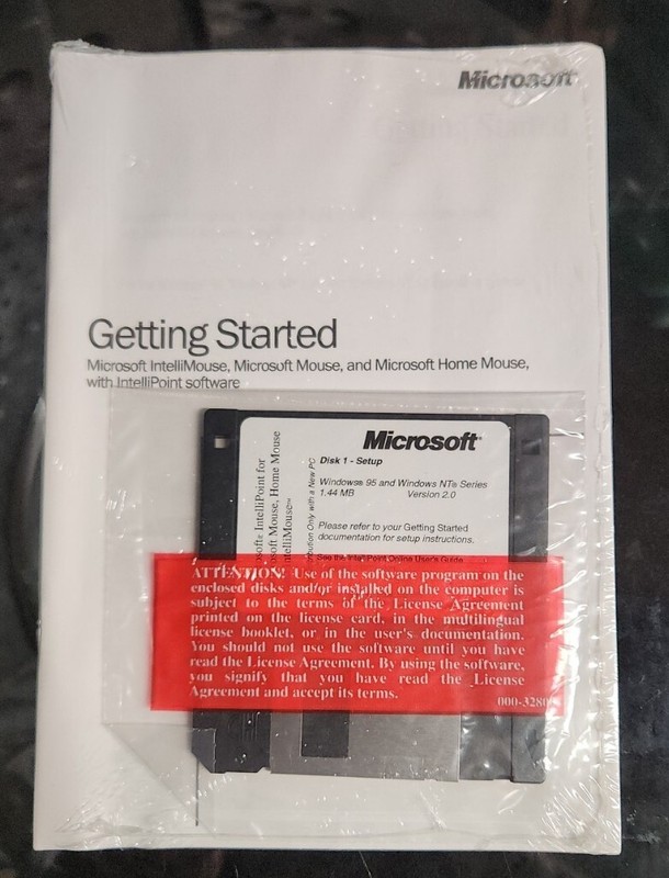 Microsoft Mouse IntelliMouse Windows 95 NT Disk 1 Setup Disk Manual V2.0 Sealed