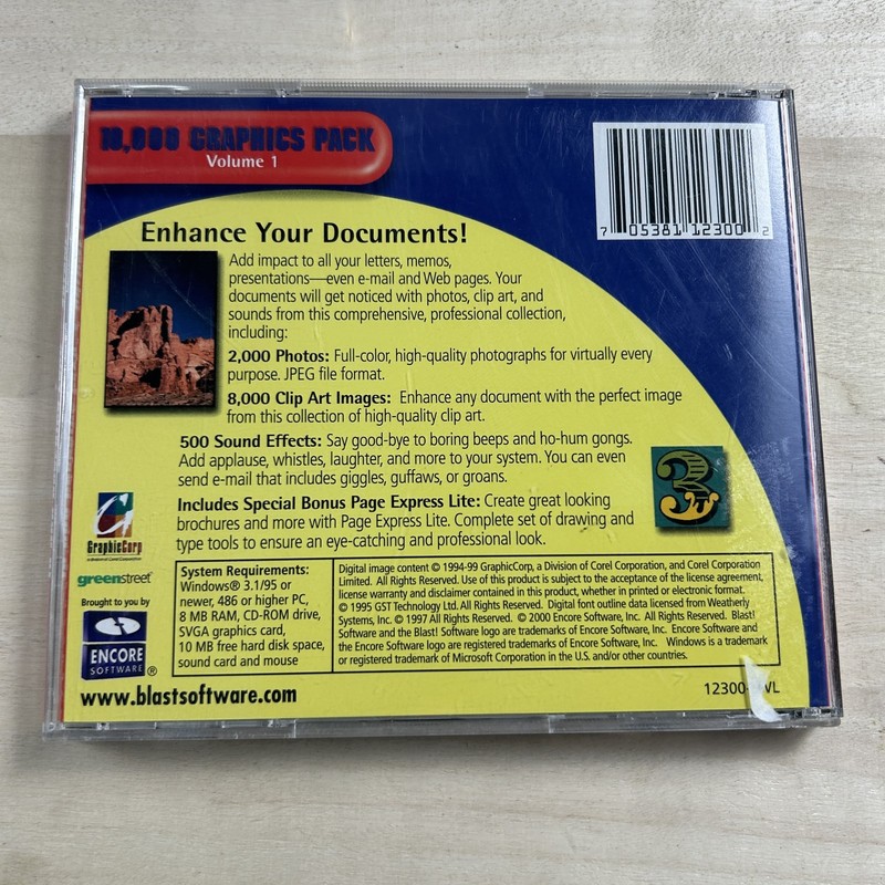 BLAST! Software 10,000 Graphics Pack Vol 1 Clip Art Photos Sounds CD-ROM PC gallery