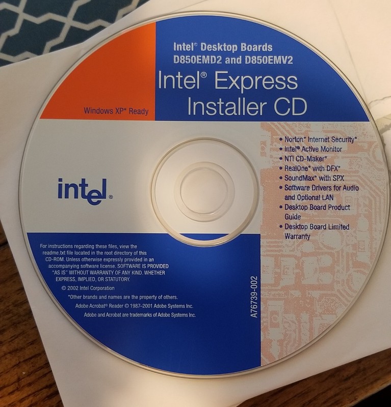 Intel Express Installer CD for Desktop Board D85OEMD2 and 85OEMV2 Windows XP